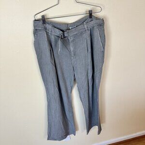 Sundance Womens Gray Tencel Belted Pants Size 16 Wide Leg Career